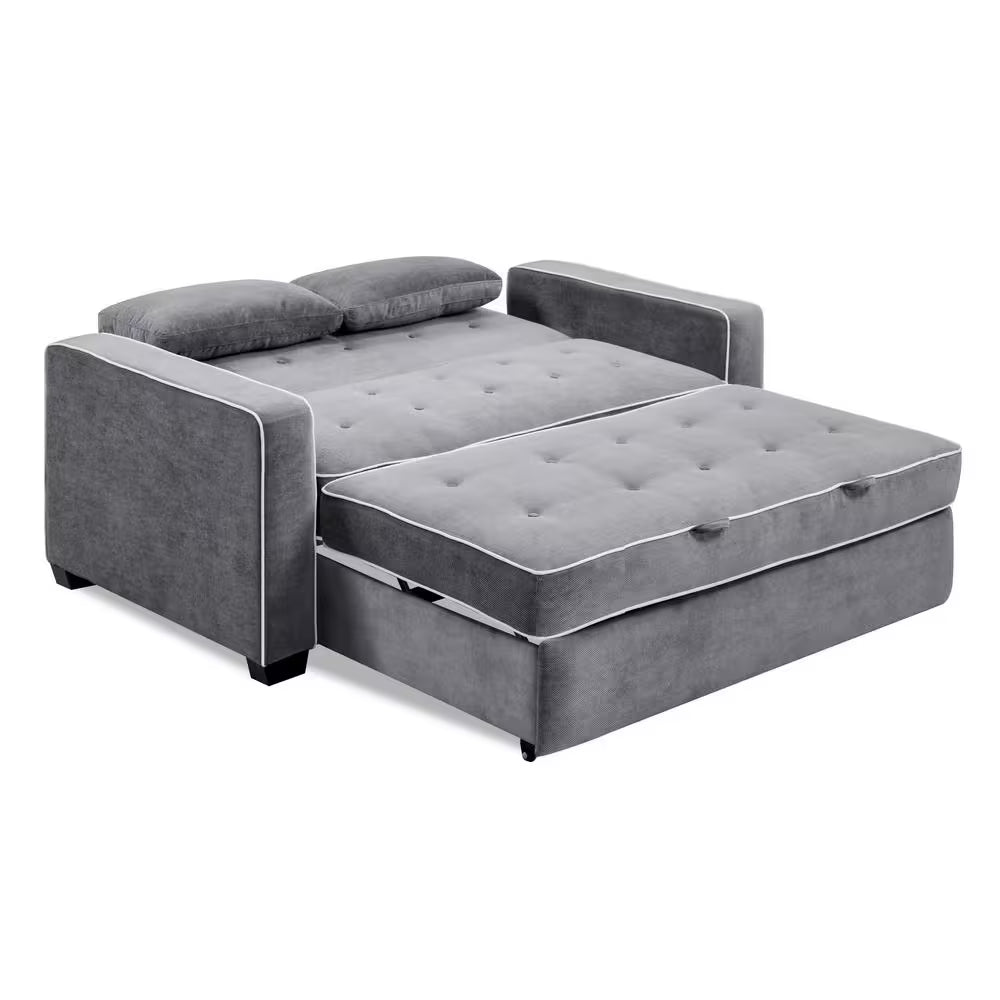 Augustus 66.5 In. Grey Polyester Full Size Sofa Bed