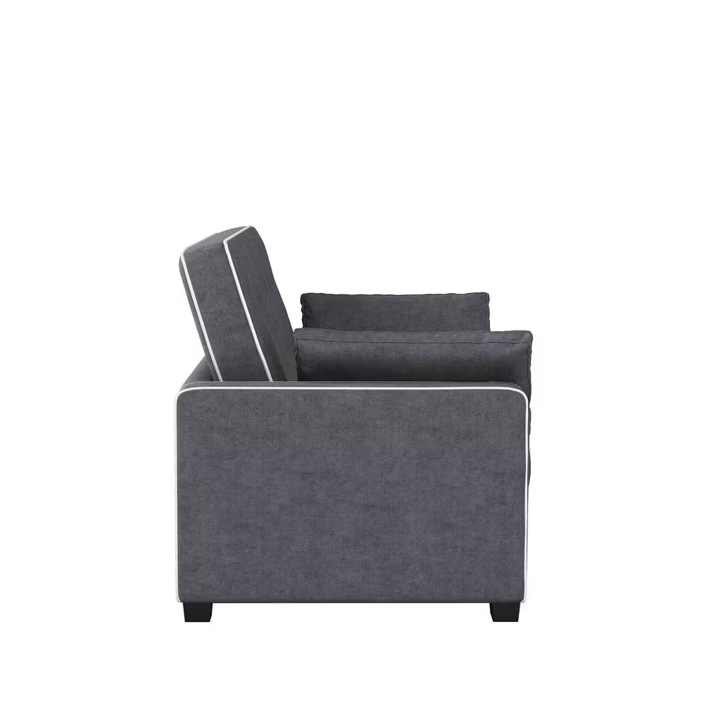 Augustus 73 In. Gray Polyester Queen Size 2-Seat Sofa Bed with Square Arms