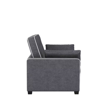 Augustus 73 In. Gray Polyester Queen Size 2-Seat Sofa Bed with Square Arms