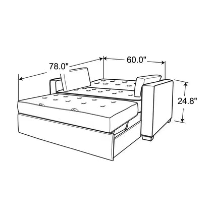 Augustus 73 In. Gray Polyester Queen Size 2-Seat Sofa Bed with Square Arms