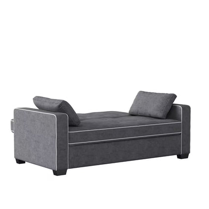 Augustus 73 In. Gray Polyester Queen Size 2-Seat Sofa Bed with Square Arms
