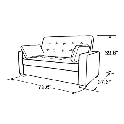 Augustus 73 In. Gray Polyester Queen Size 2-Seat Sofa Bed with Square Arms