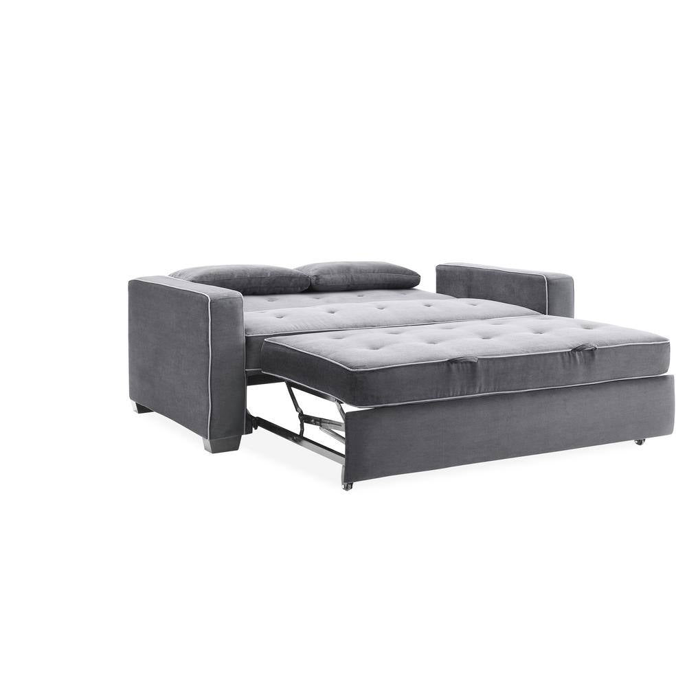 Augustus 73 In. Gray Polyester Queen Size 2-Seat Sofa Bed with Square Arms