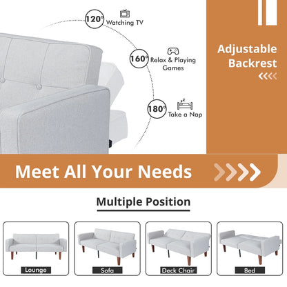 Modern Sofa, Convertible Memory Foam Sofa Futon for Living Room, Bedroom, Office,Apartment, Gray