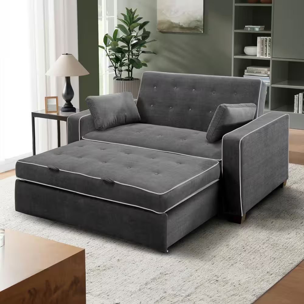 Augustus 66.5 In. Grey Polyester Full Size Sofa Bed