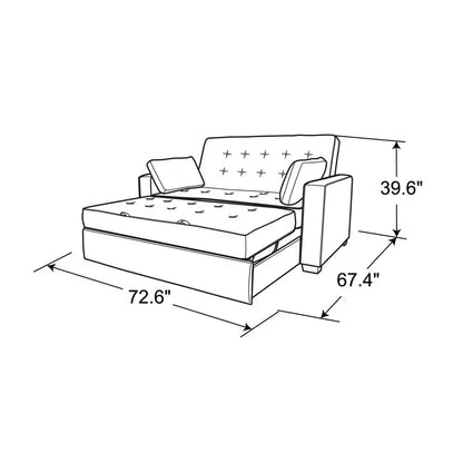 Augustus 73 In. Gray Polyester Queen Size 2-Seat Sofa Bed with Square Arms