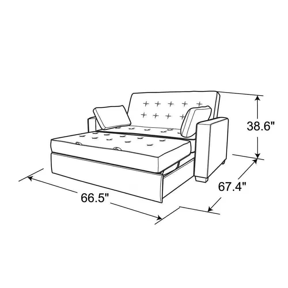 Augustus 66.5 In. Grey Polyester Full Size Sofa Bed