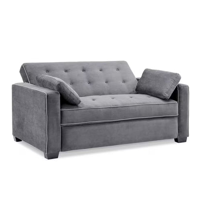 Augustus 73 In. Gray Polyester Queen Size 2-Seat Sofa Bed with Square Arms