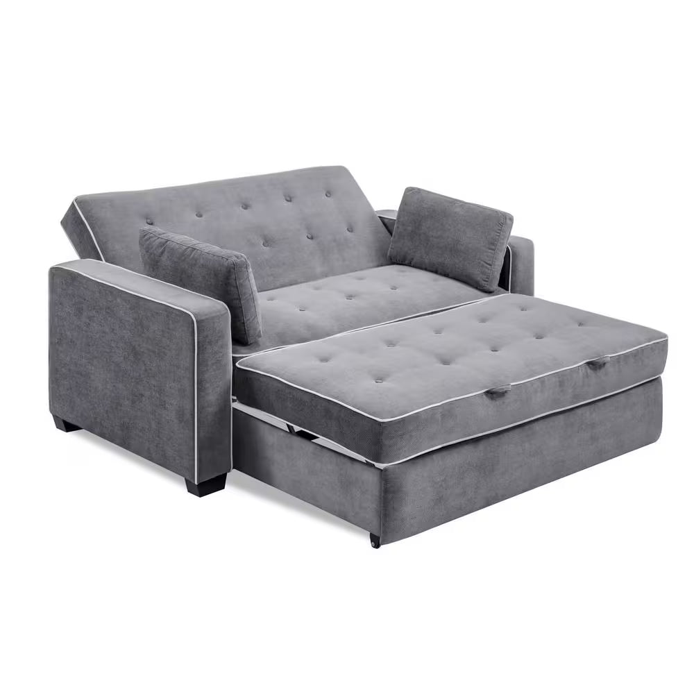 Augustus 66.5 In. Grey Polyester Full Size Sofa Bed