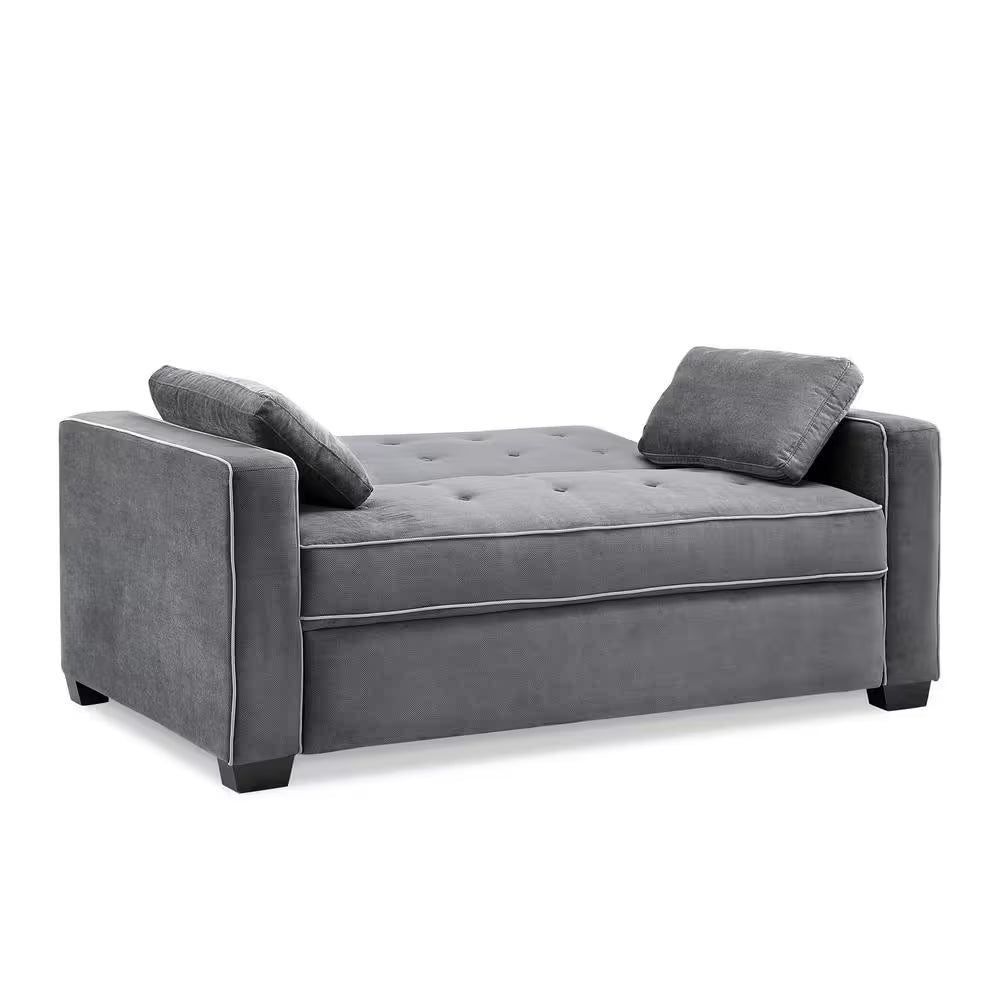 Augustus 66.5 In. Grey Polyester Full Size Sofa Bed